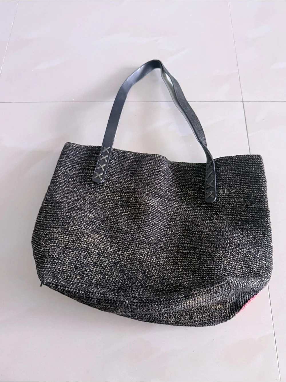 Annabel Ingall Black Tote with Pink, Peach & Cream Circles